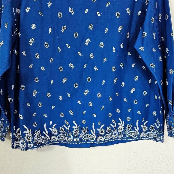 Quacker Factory Western Blue Twill Beaded Rhinestone Jacket Size 1X - Picture 4 of 9